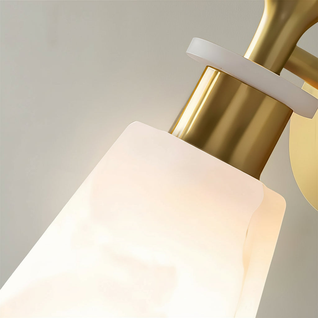 Freyza - LED Wall Sconce – Minimalist Brass Natural White Marble E14 (12x12x25cm)