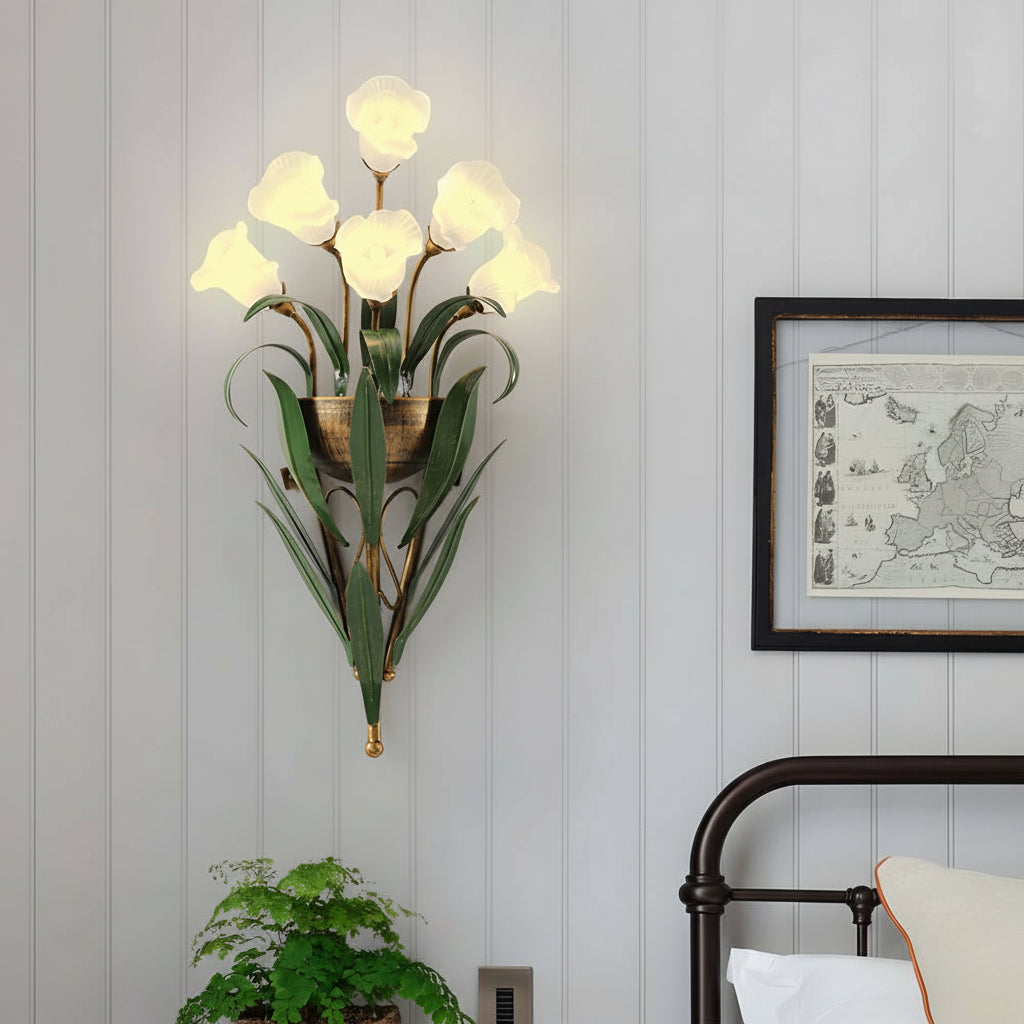 Freyza - Pastoraler Blumenstrauß Wandleuchte – Glas & Eisen Naturinspiriertes Kunstlicht (6/10-Licht)