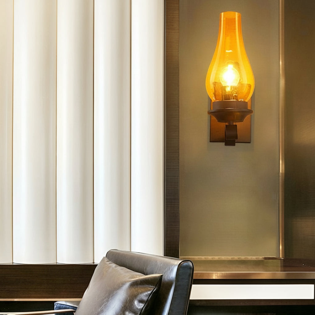 Freyza - Glass Wall Sconce – Industrial Retro Iron Vintage E27 (20x30cm)