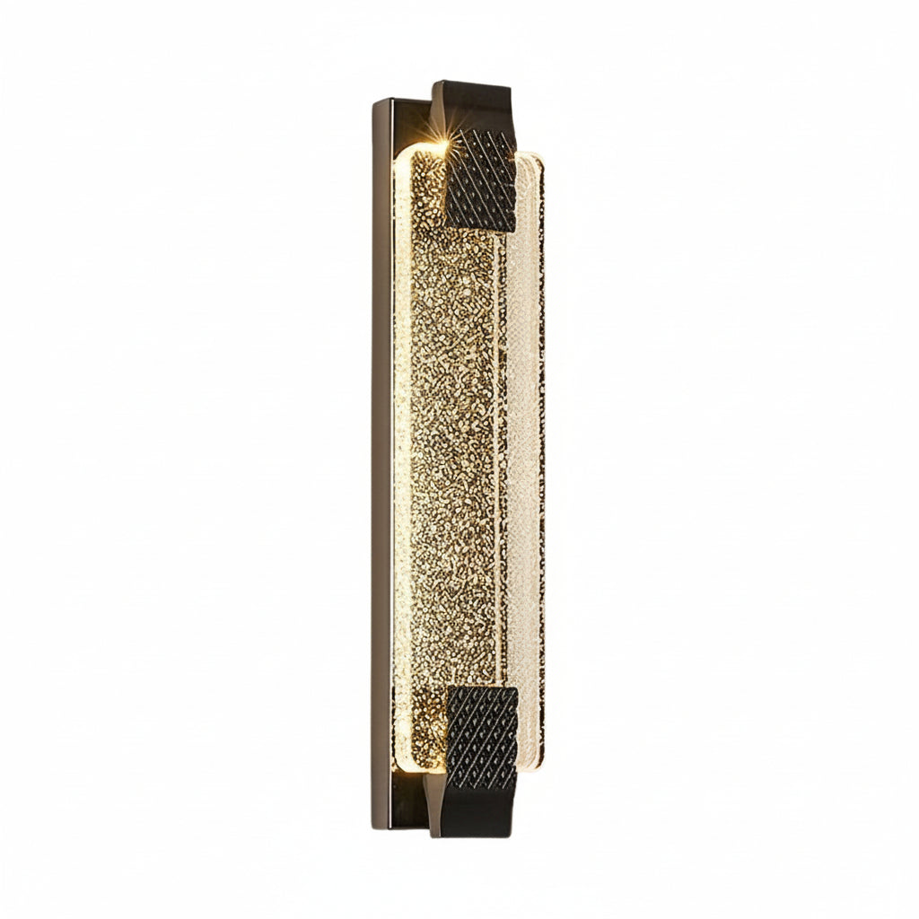 Freyza - Modern Crystal Bubble LED Wall Sconce – Luxury 3-Color Dimmable Strip Lamp (Black/Gold)