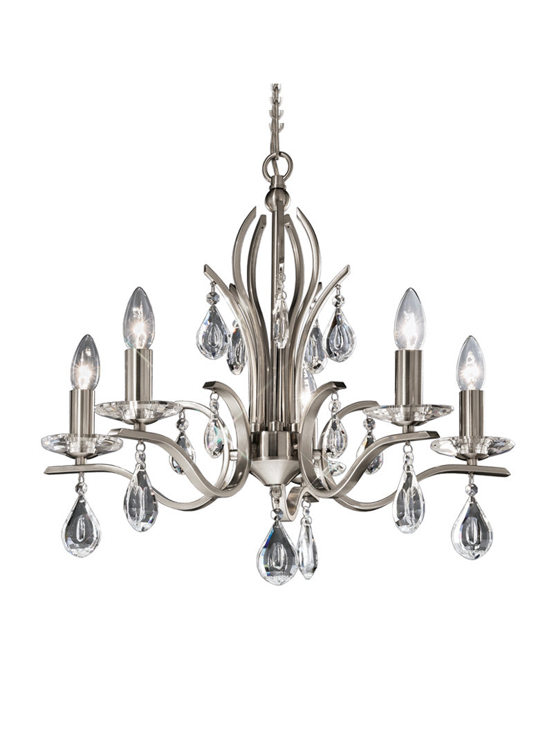 Freyza - Franklite Willow 5 Light Chandelier Satin Nickel