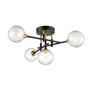Freyza - Franklite Abstraction Bathroom 4lt Ceiling Light Black and Brass