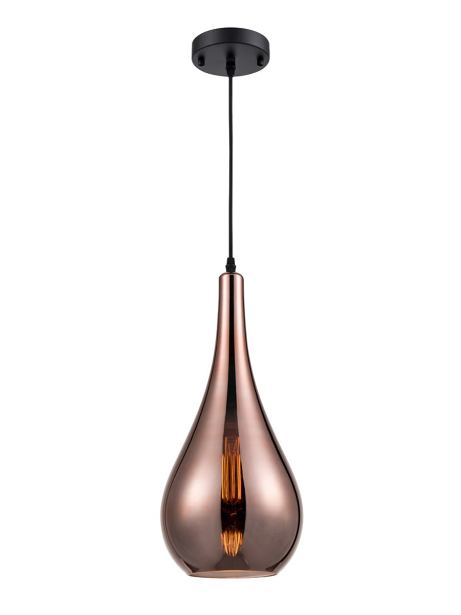 Freyza - Franklite Droplet Glass Pendant - Copper, Smoke or Amber