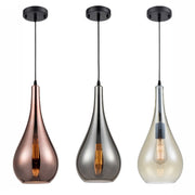 Freyza - Franklite Droplet Glass Pendant - Copper, Smoke or Amber