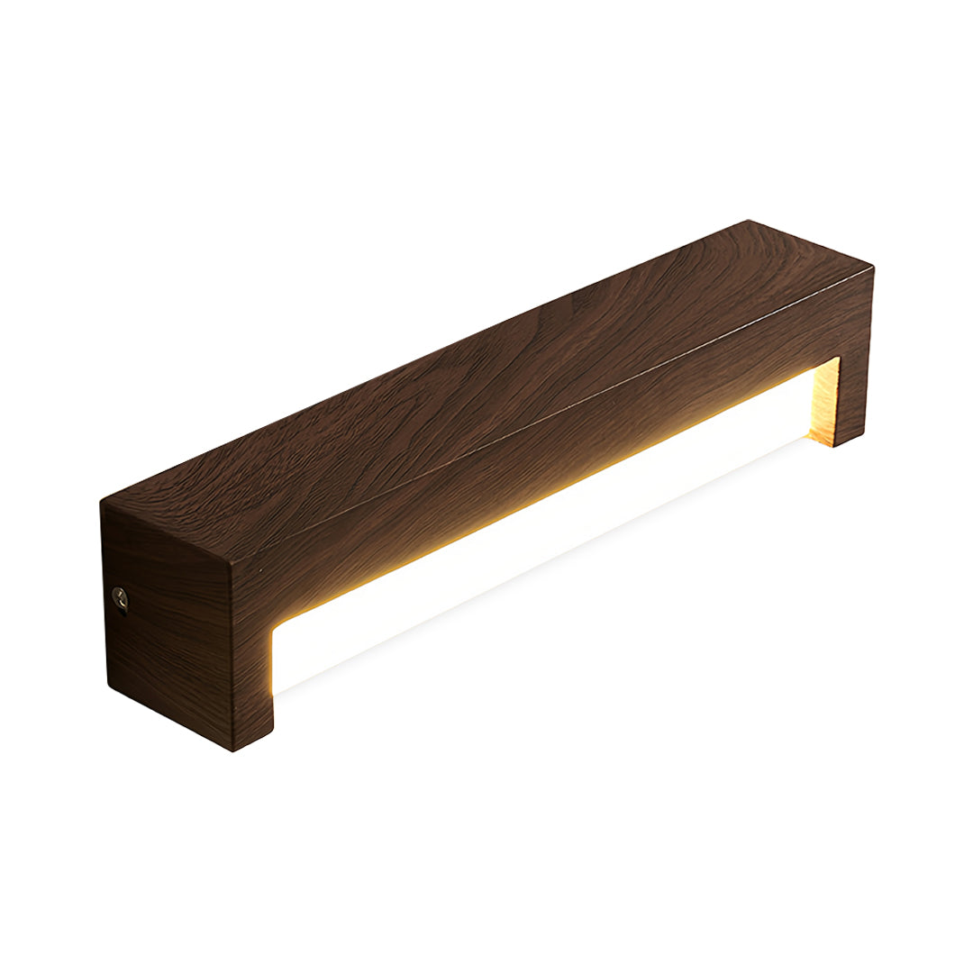 Freyza - LED Wall Sconce Light – Modern Minimalist Geometric Wood Grain Iron (30x10cm / 11.8x3.9in)