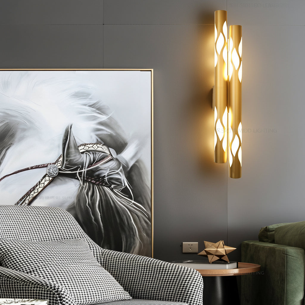 Freyza - LED-Wandleuchte Flammen-Hohlmuster Metall Acryl 66cm / 26in Auf/Ab - Flurleuchte