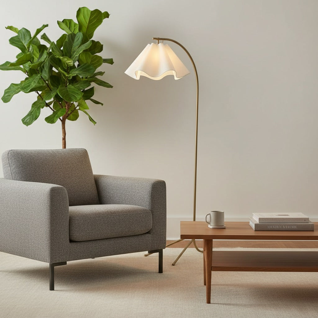 Freyza | Curve Modern Fabric Floor Lamp