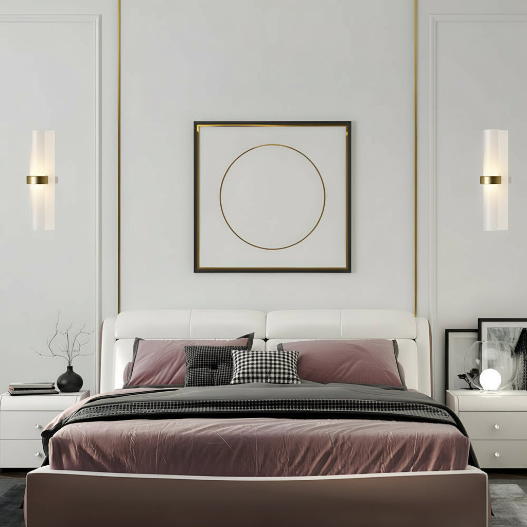 Freyza - LED Wall Sconce Light – Modern Frosted Glass Tube Minimalist (40x6cm / 15.7x2.4in)
