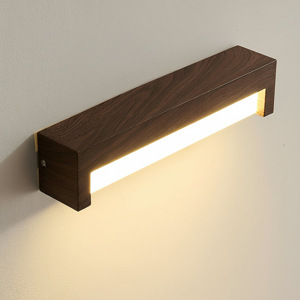 Freyza - LED Wall Sconce Light – Modern Minimalist Geometric Wood Grain Iron (30x10cm / 11.8x3.9in)