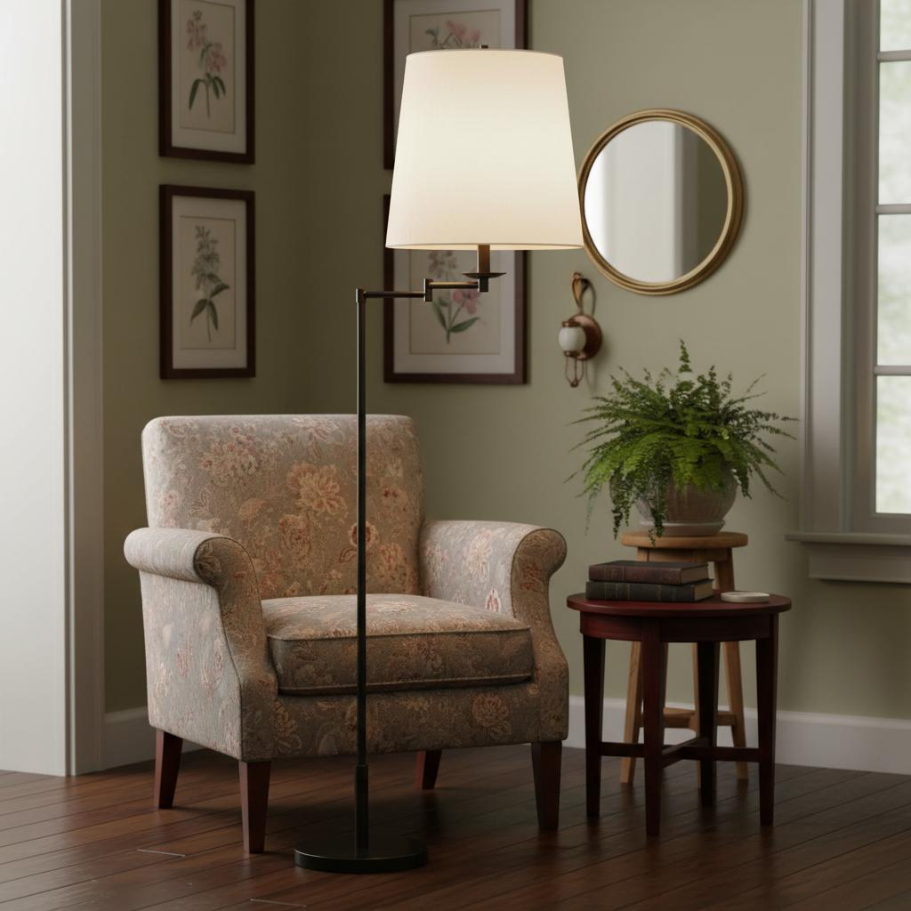 Freyza | Lodge Brass Linen Floor Lamp