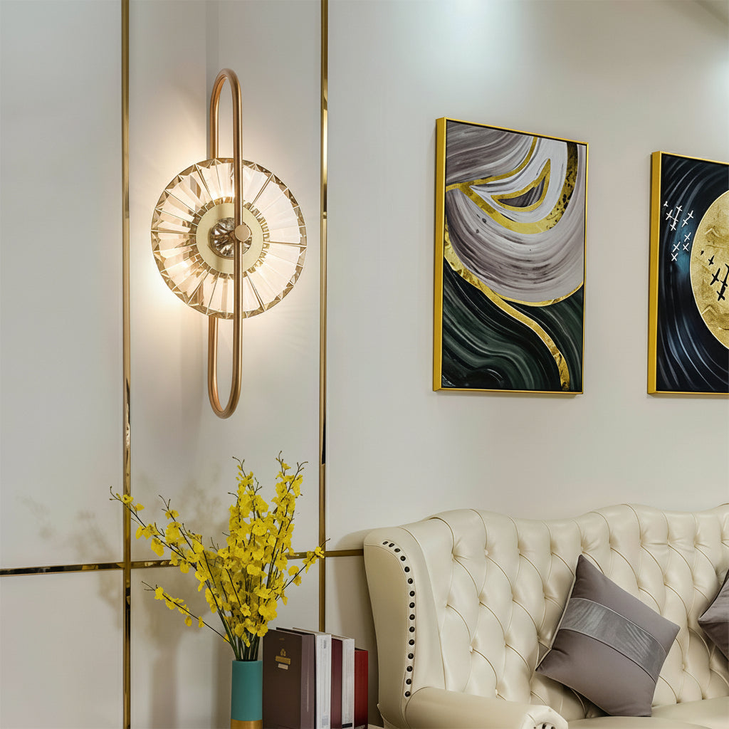Freyza - LED Wall Sconce – Art Deco Crystal Gold Iron E14 (25x63cm)