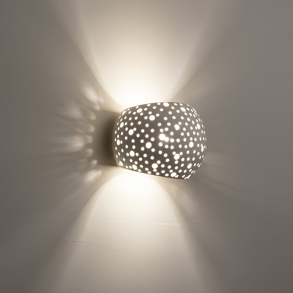 Freyza - Nordic Wall Sconce Round Hollow Gypsum White LED 15cm / 6in Paintable Up Down Light