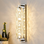 Freyza - LED Wall Sconce Light – Modern Geometric Crystal Stainless Steel (32-48cm / 12.6-18.9in)
