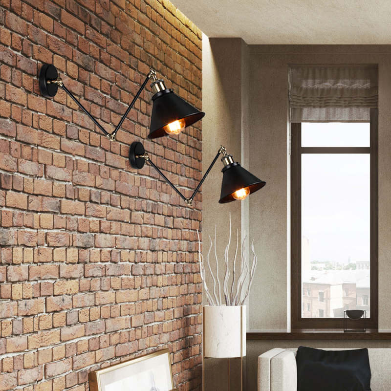Freyza | Applique murale intérieure noir et or – Chambre et salon rétro