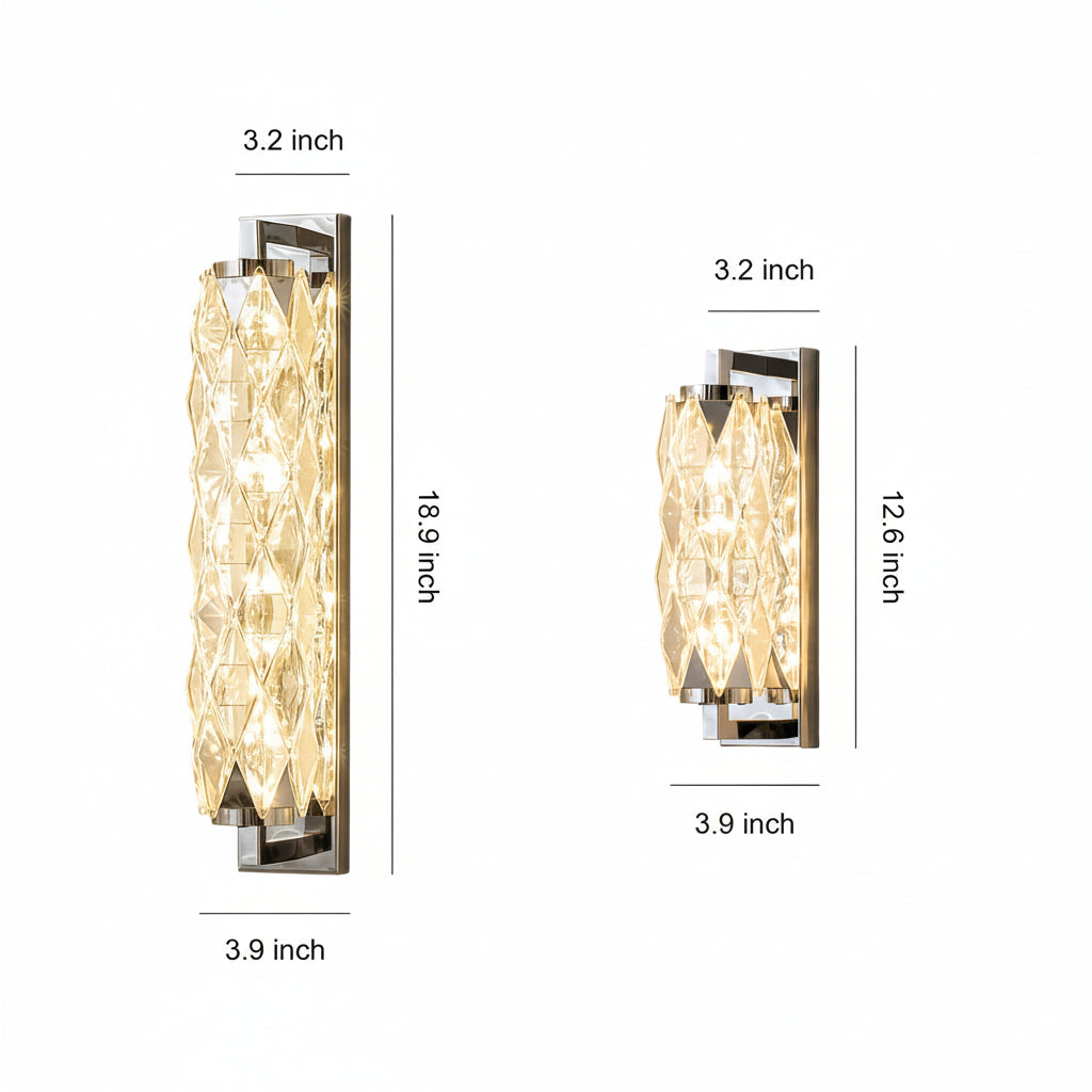 Freyza - LED Wall Sconce Light – Modern Geometric Crystal Stainless Steel (32-48cm / 12.6-18.9in)