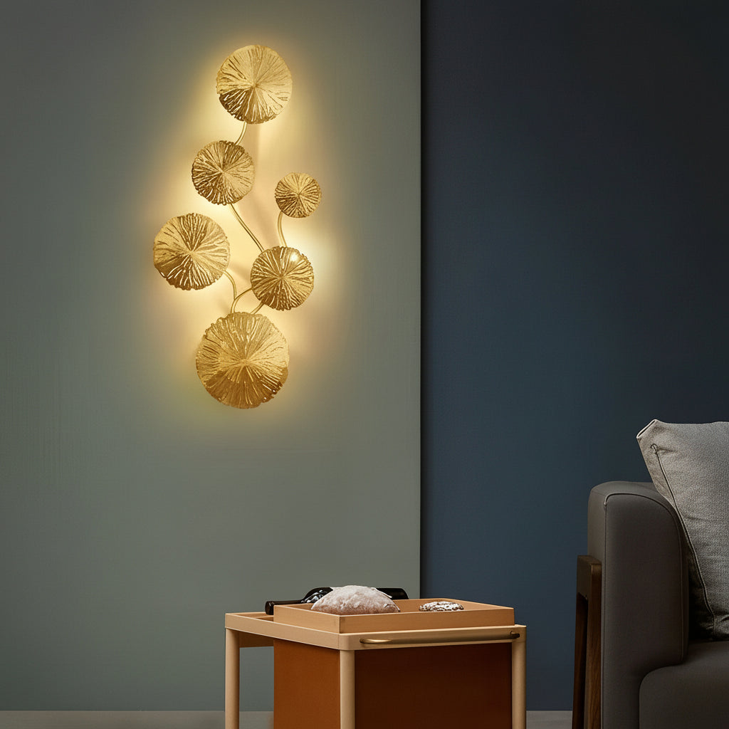 Freyza - LED Wall Sconce Light – Modern Lotus Leaf Stainless Steel Gold (40-80cm H)