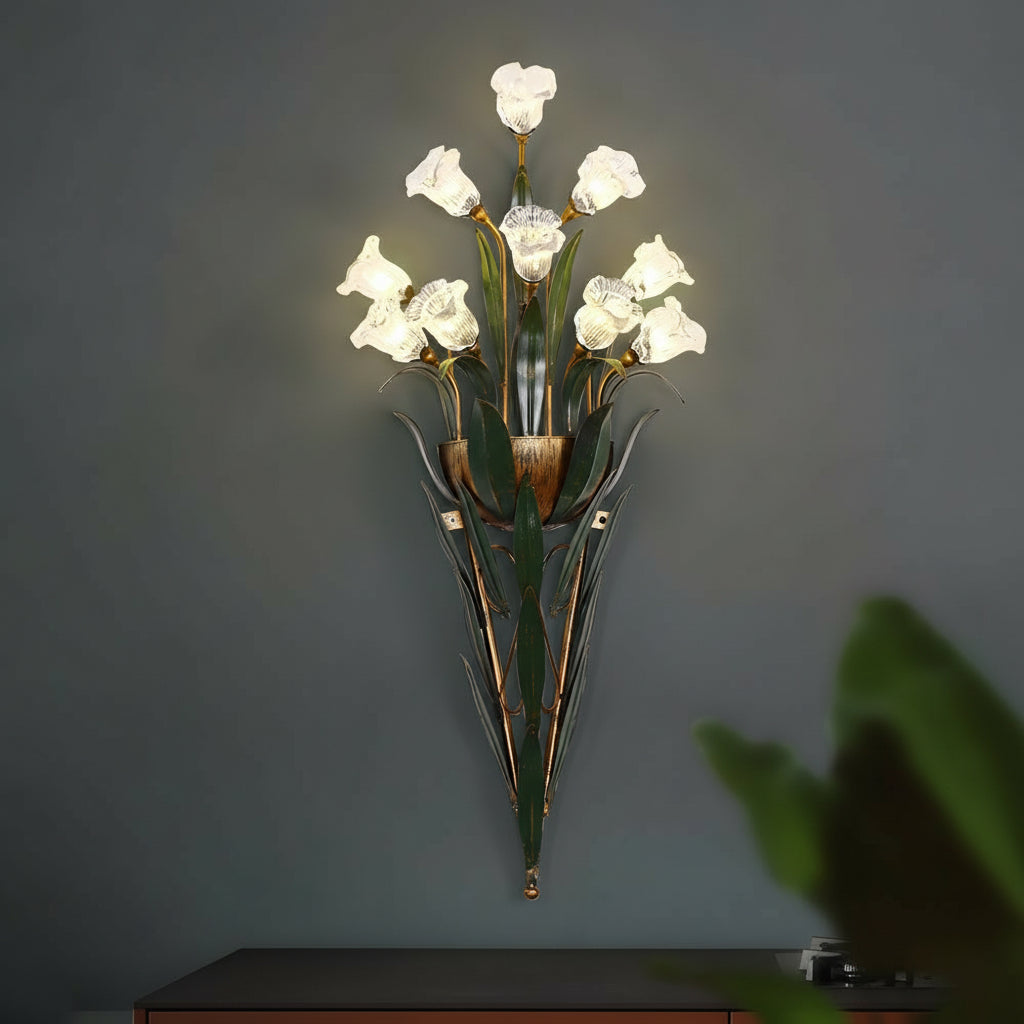 Freyza - Pastoraler Blumenstrauß Wandleuchte – Glas & Eisen Naturinspiriertes Kunstlicht (6/10-Licht)