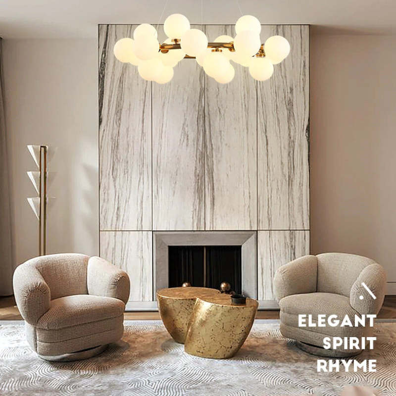 Freyza | Lustre en verre doré – Salle à manger, salon