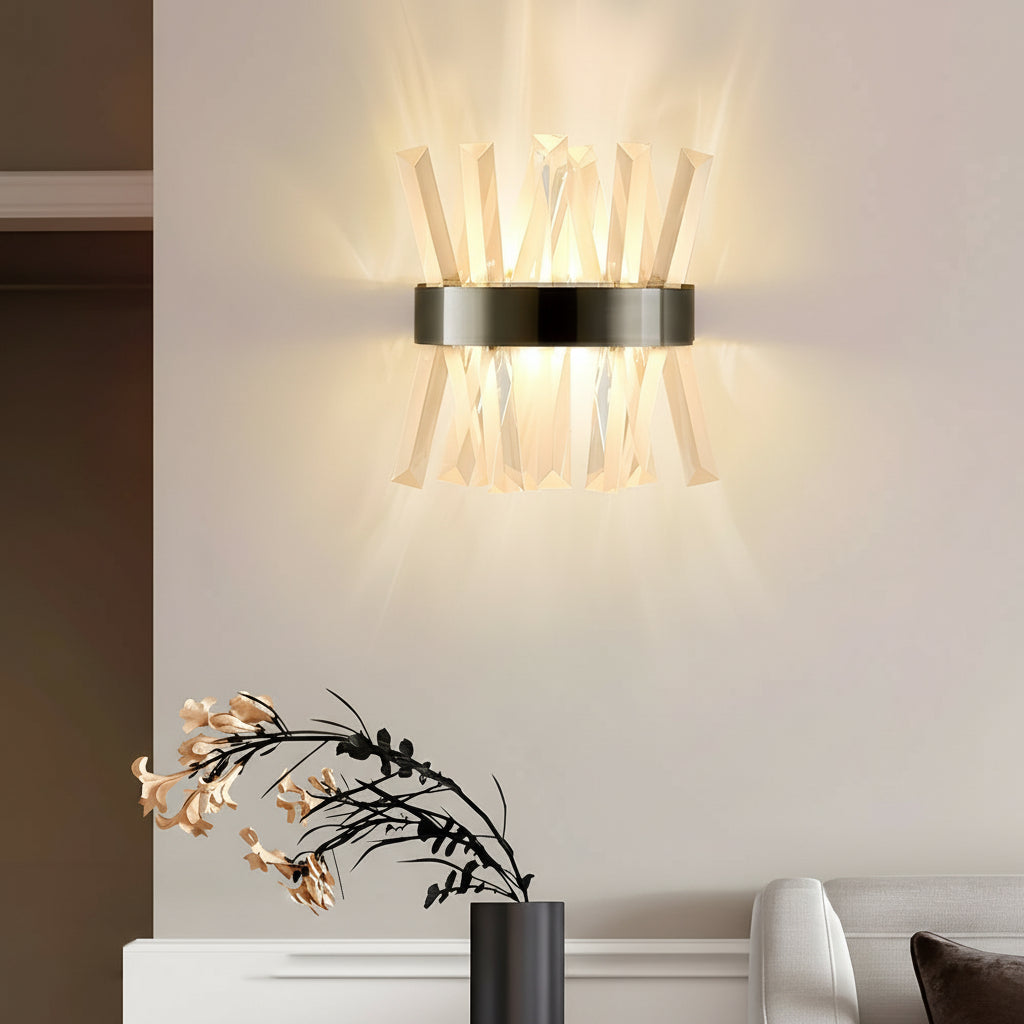 Freyza - Crystal Wall Sconce Up Down Stainless Steel E14 30cm / 12in Modern Art Decor Light