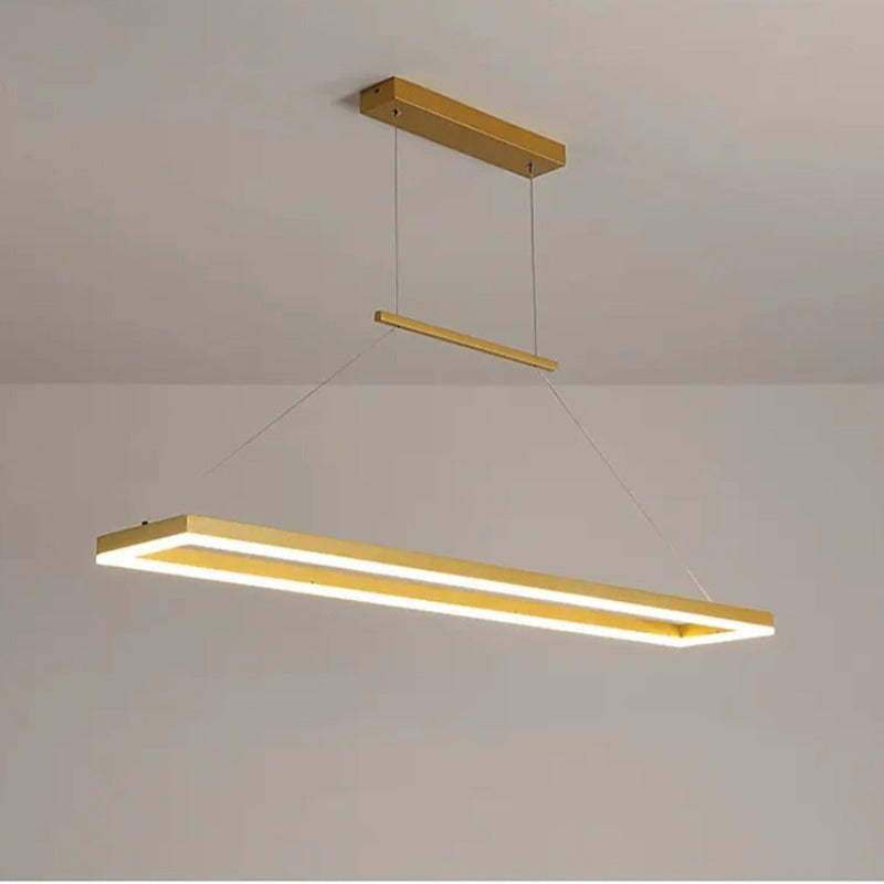 Freyza | Gloen moderne rechteckige goldfarbene Pendelleuchte – moderne Küche und Esszimmer