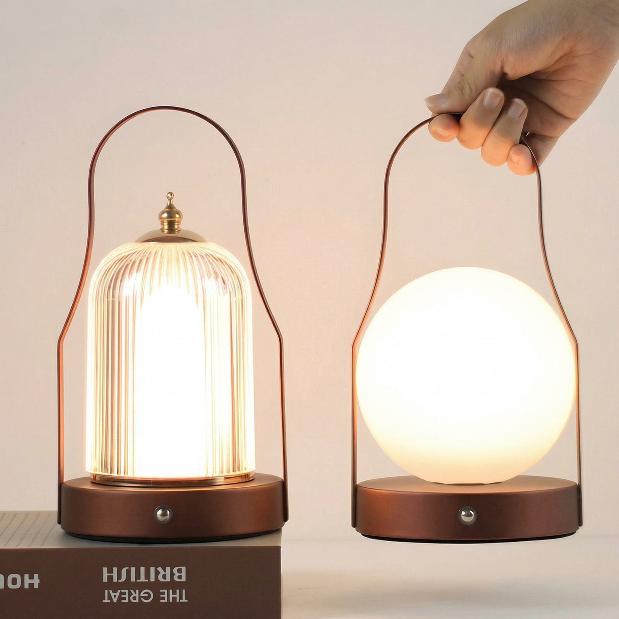 Freyza - Rechargeable LED Table Lamp Cordless Brass Touch Dimmer Lantern 23.5cm / 9.3in
