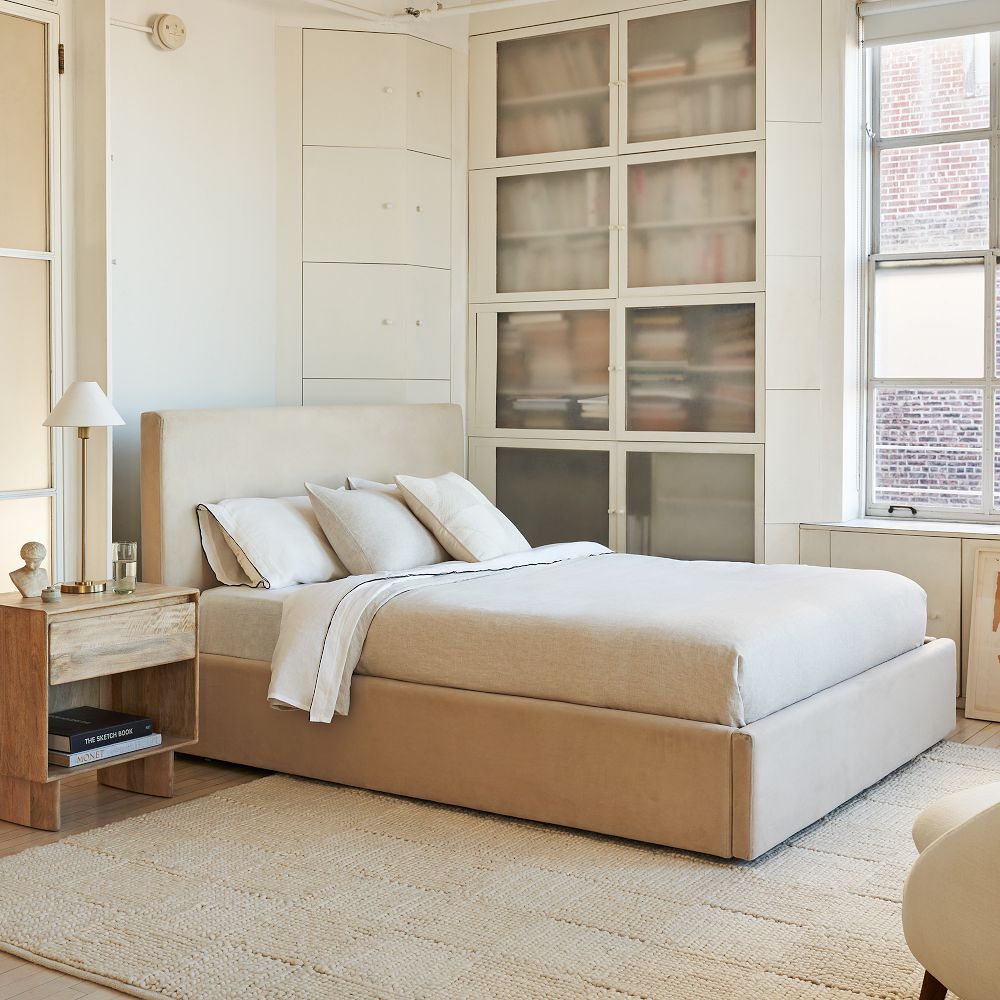 Freyza | Vector Metal Linen Shade Floor Lamp
