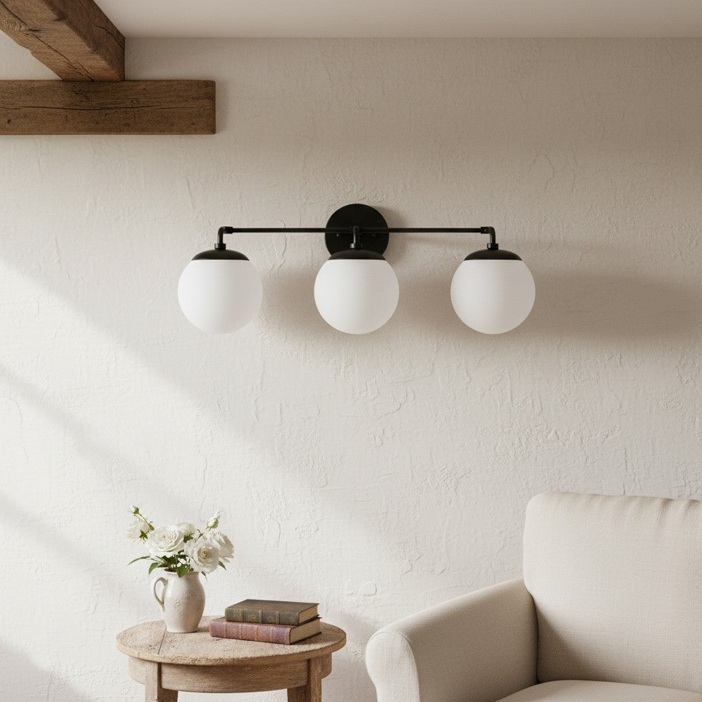 Freyza | 3-flammige Glas-Wandleuchte – Wohnzimmer, Flur