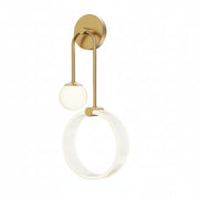 Freyza - LED Wall Sconce Light – Modern 2-Light Gold Acrylic Ring Frosted Globe (45x23cm / 17.7x9.1in)