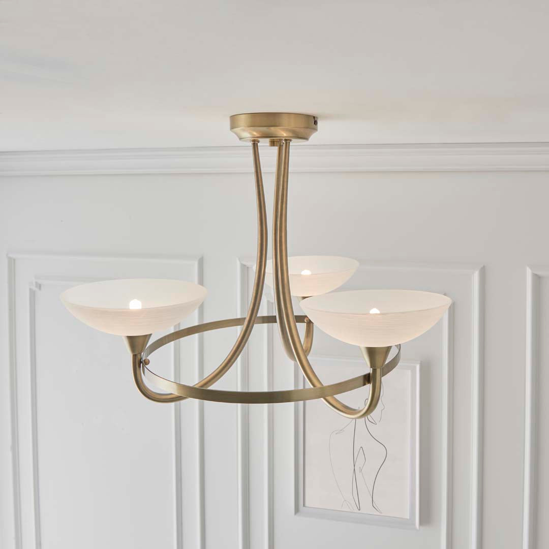 Freyza - Cagney 3 Light Ceiling Light Antique Brass