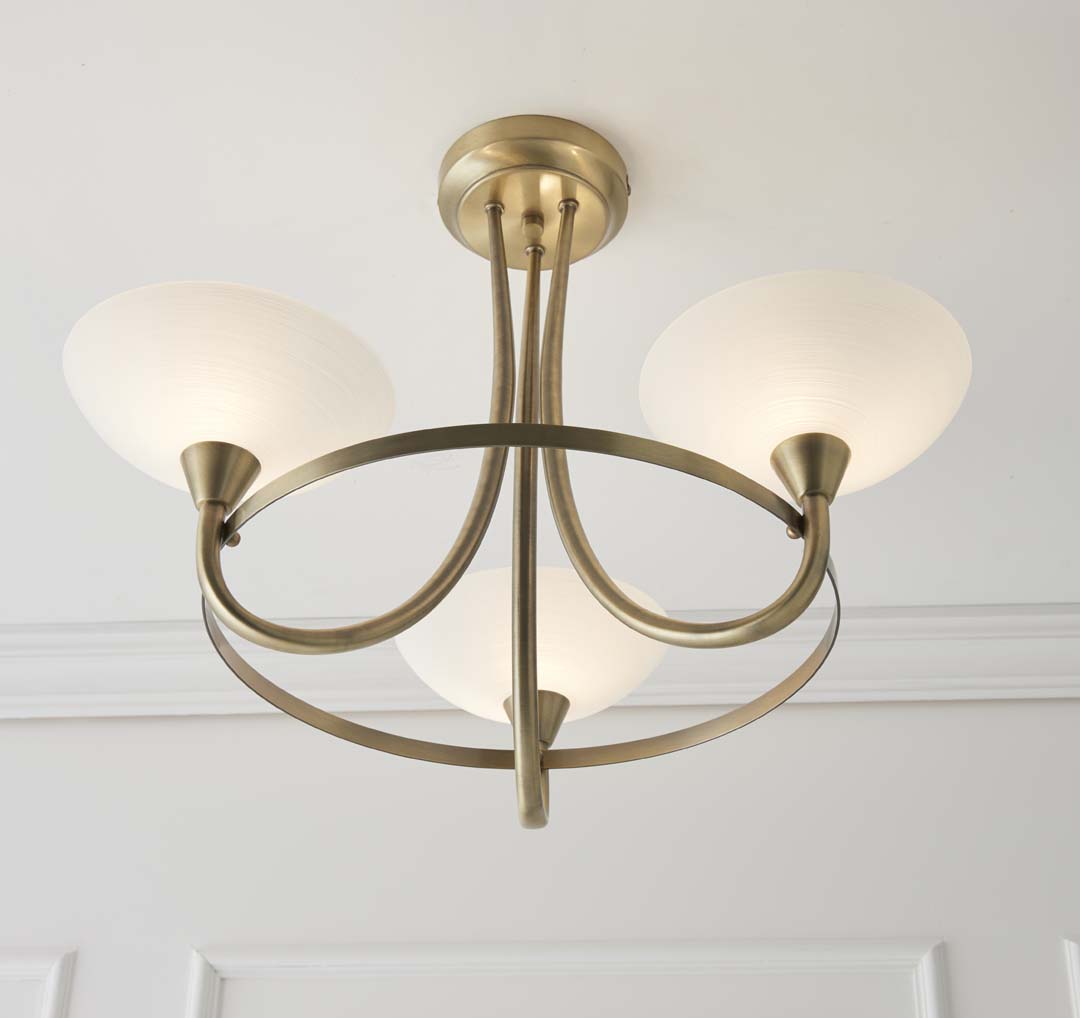 Freyza - Cagney 3 Light Ceiling Light Antique Brass