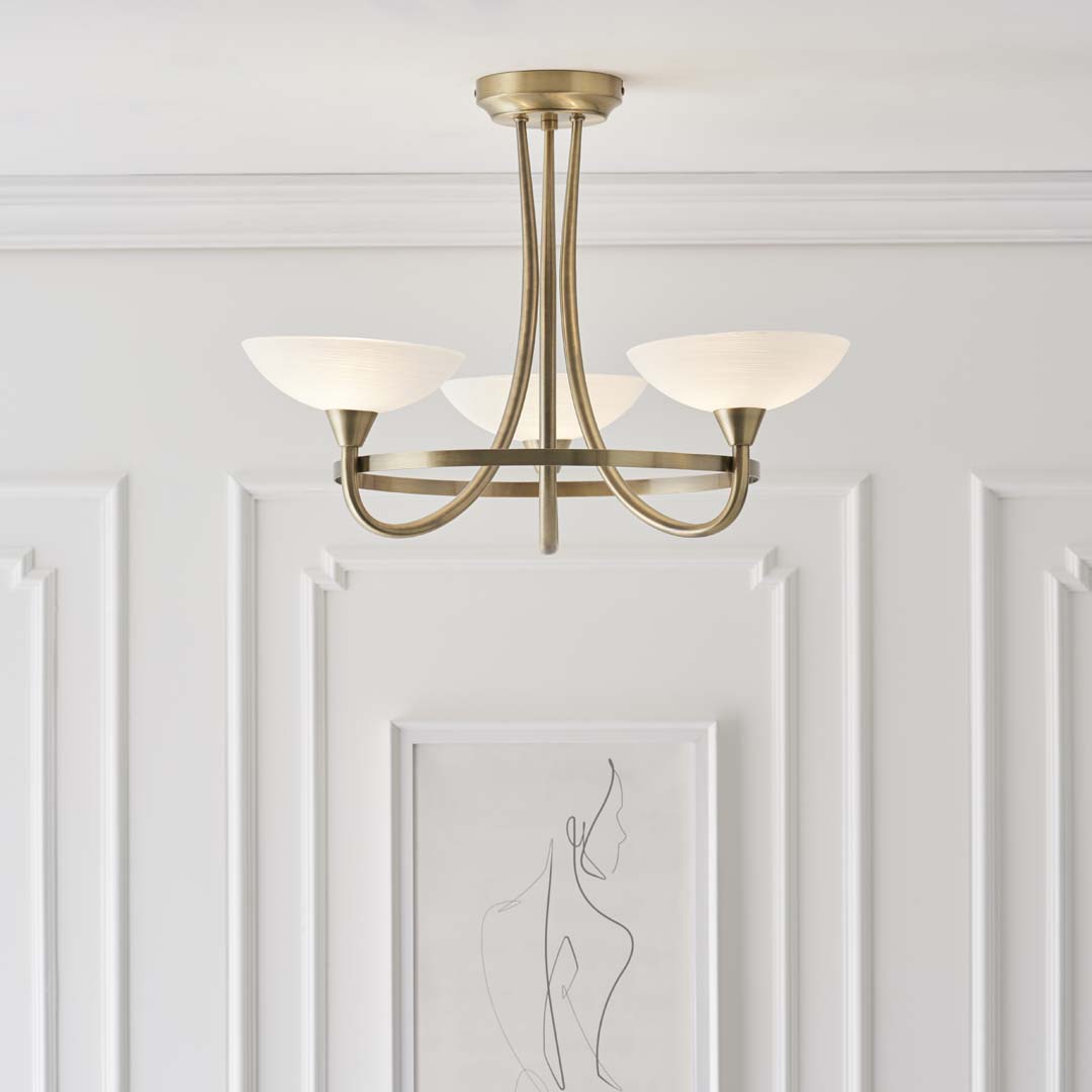 Freyza - Cagney 3 Light Ceiling Light Antique Brass