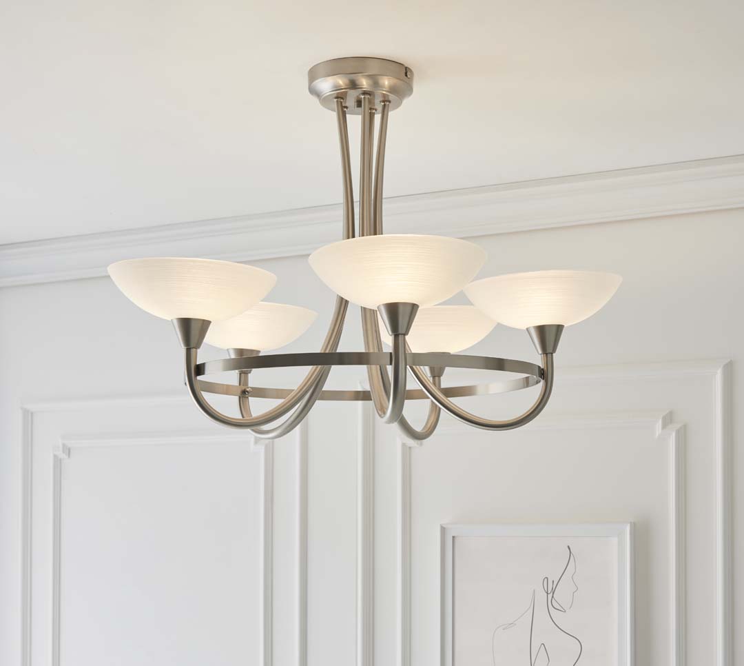 Freyza - Cagney 5 Light Ceiling Light Satin Chrome