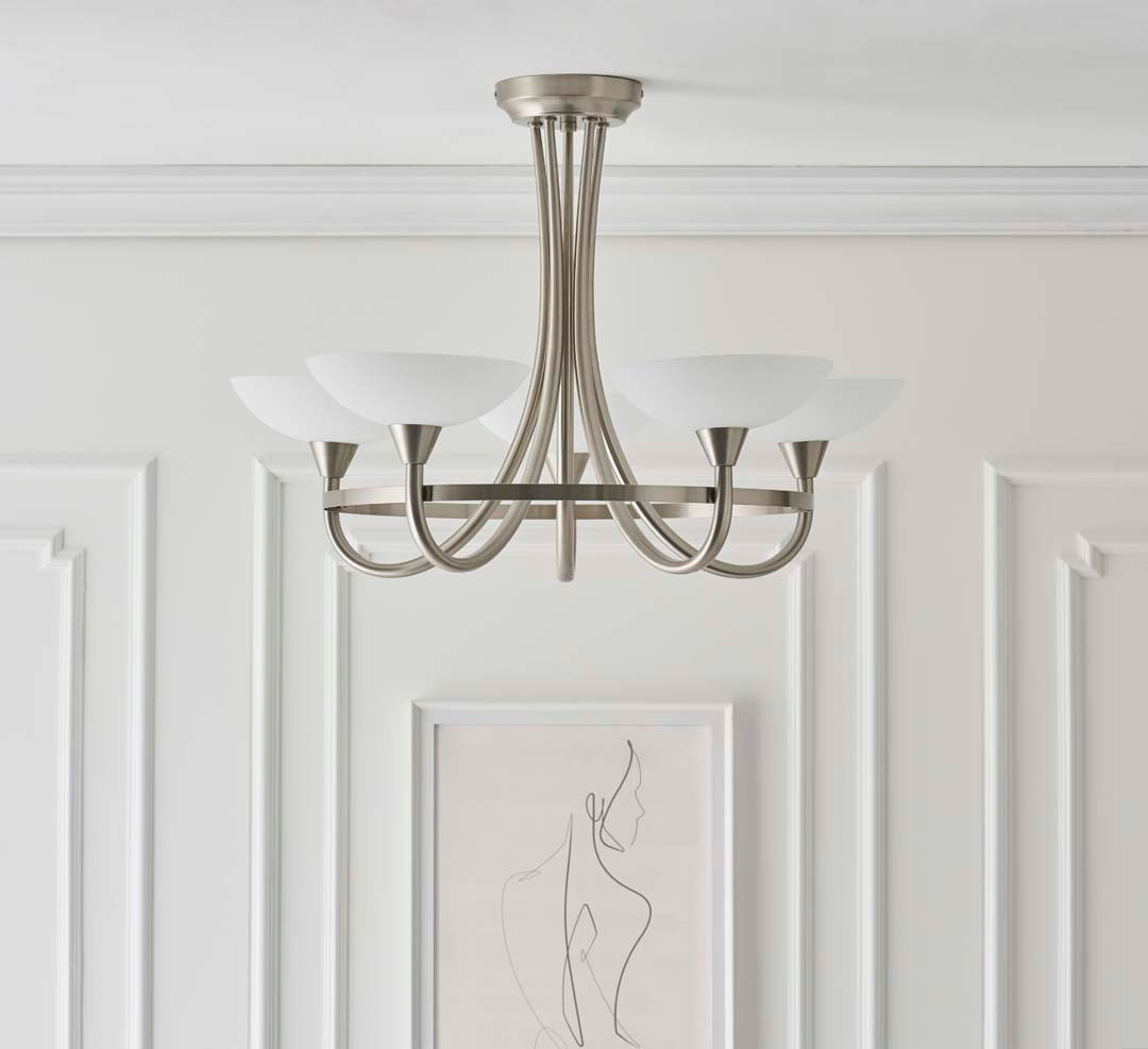 Freyza - Cagney 5 Light Ceiling Light Satin Chrome