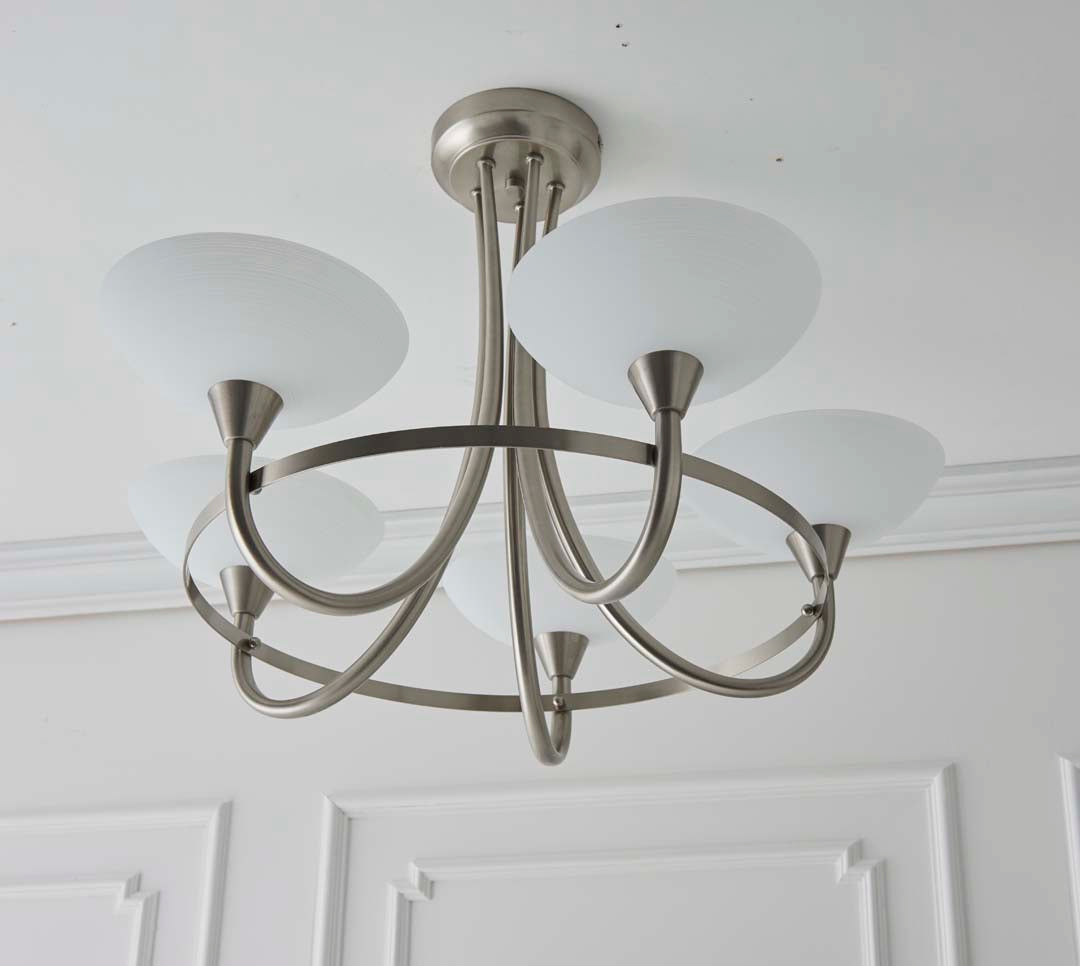 Freyza - Cagney 5 Light Ceiling Light Satin Chrome