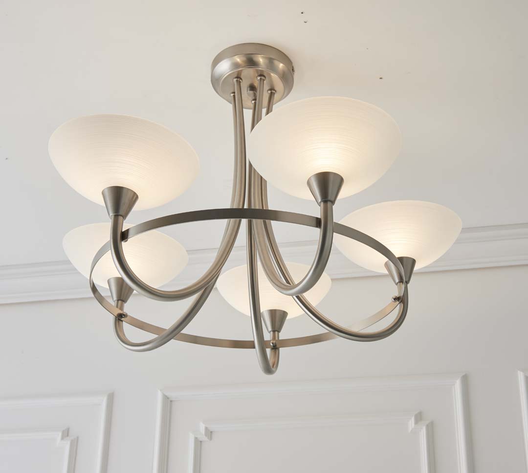 Freyza - Cagney 5 Light Ceiling Light Satin Chrome
