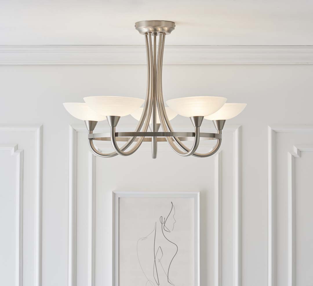 Freyza - Cagney 5 Light Ceiling Light Satin Chrome