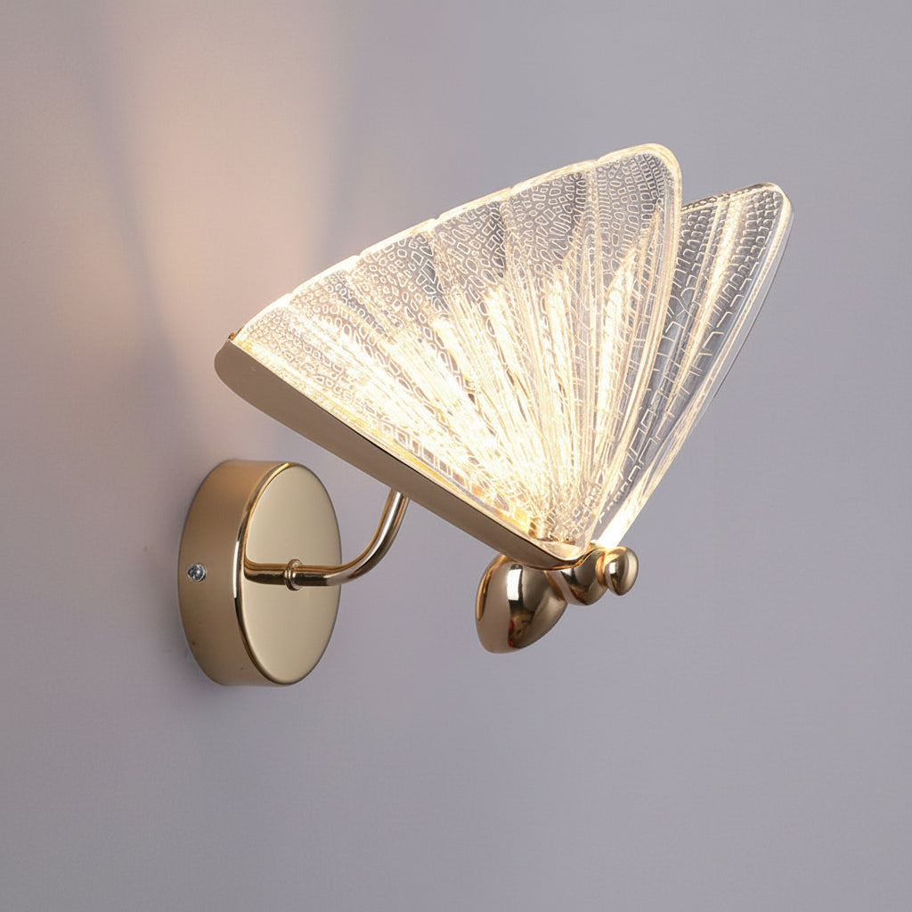 Freyza - LED Wall Sconce Light – Modern Butterfly Acrylic Gold (25x19cm / 9.8x7.5in)