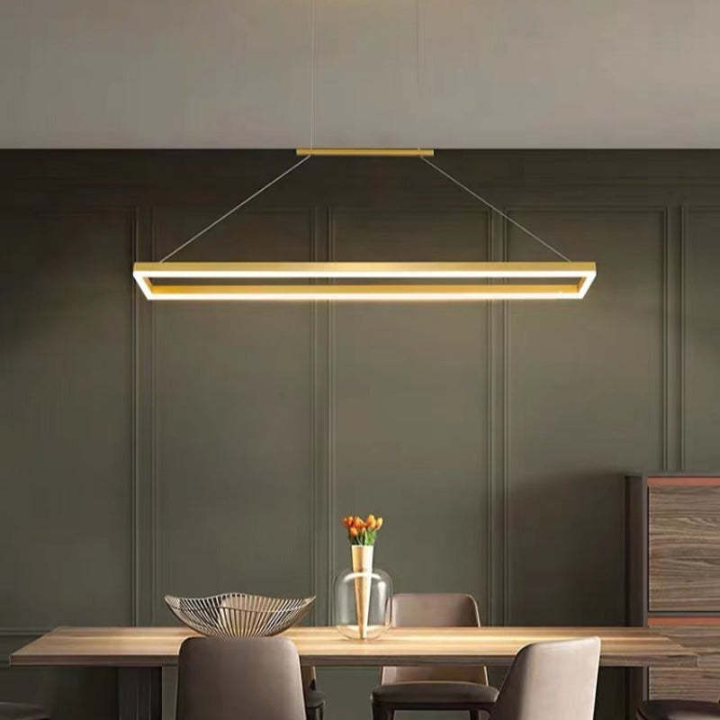Freyza | Gloen moderne rechteckige goldfarbene Pendelleuchte – moderne Küche und Esszimmer