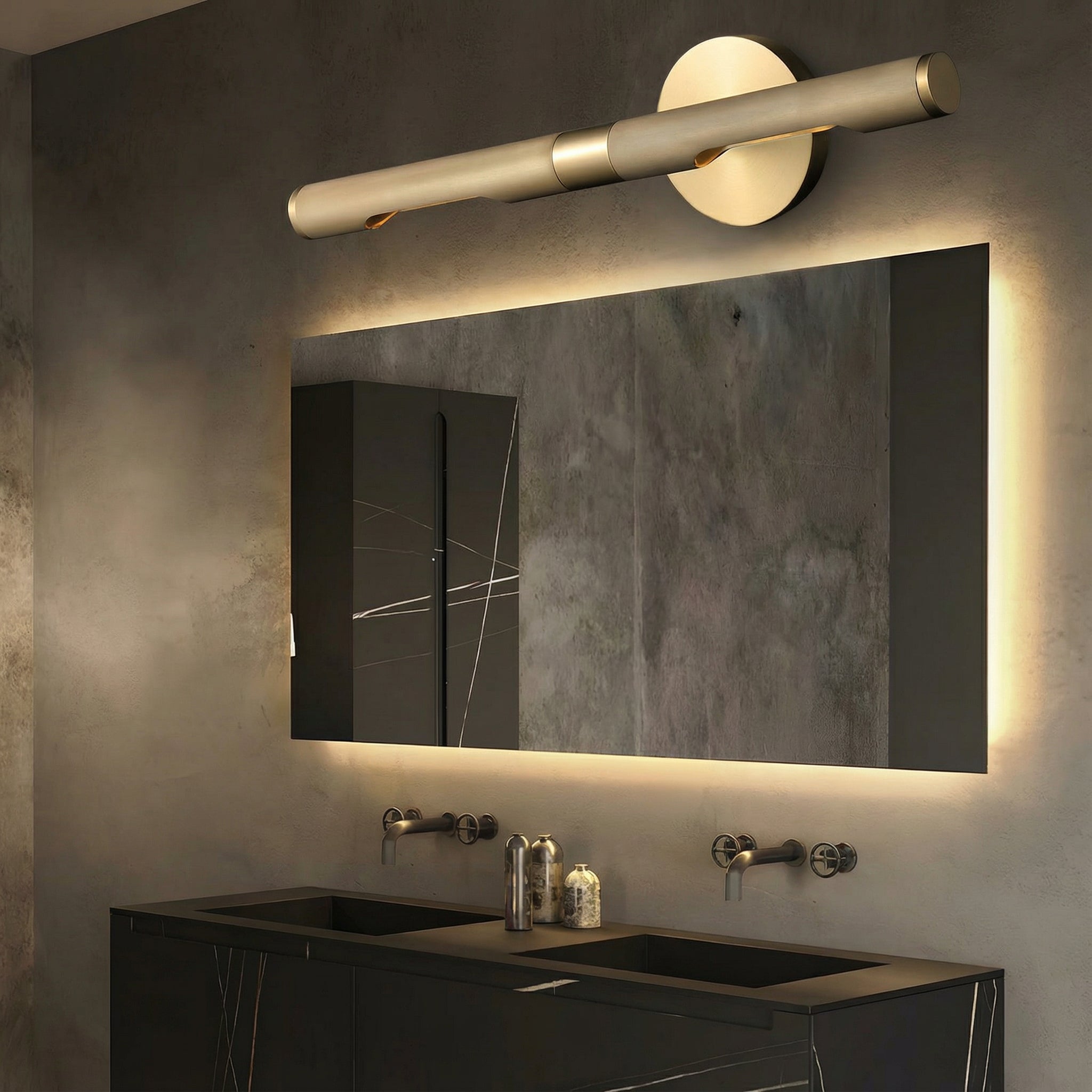 Freyza - LED Vanity Light Bar Swivel Wall Sconce Knurled Iron Aluminum 46cm / 18in