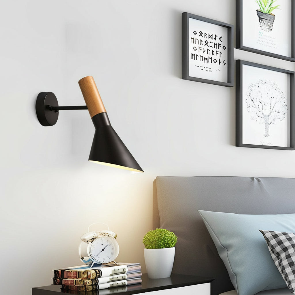 Freyza - LED Wall Sconce Light – Modern Adjustable Retro Iron Glass Black (56x25cm / 22x10in)