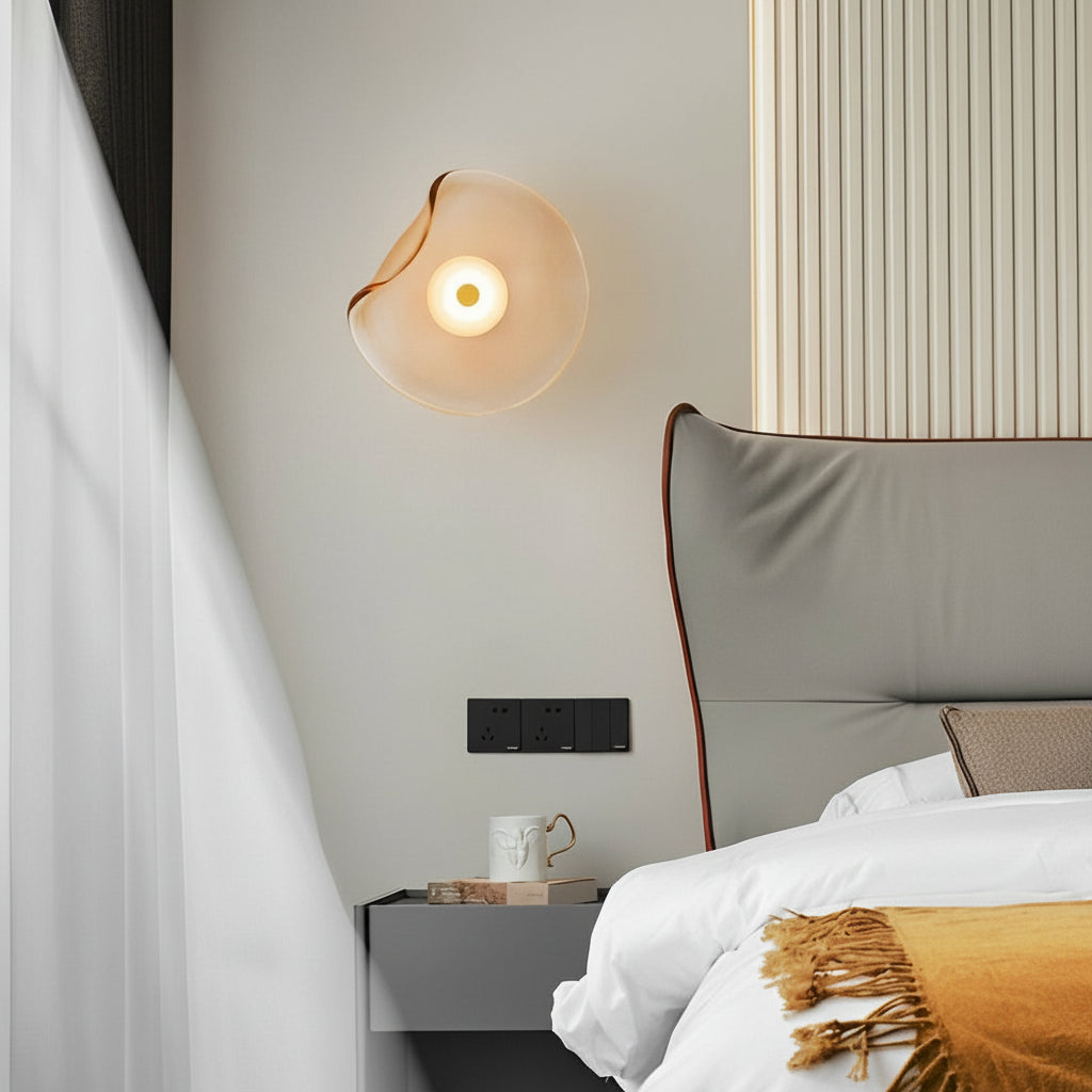 Freyza - Glass Wall Sconce – Irregular Round Brown Smoke Gray Purple LED (25cm)
