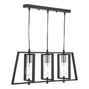 Freyza – 3-Light Matt Black Ceiling Bar | Adjustable Hanging Fixture with 3×E27 Bulb Fittings and Matte Black Finish