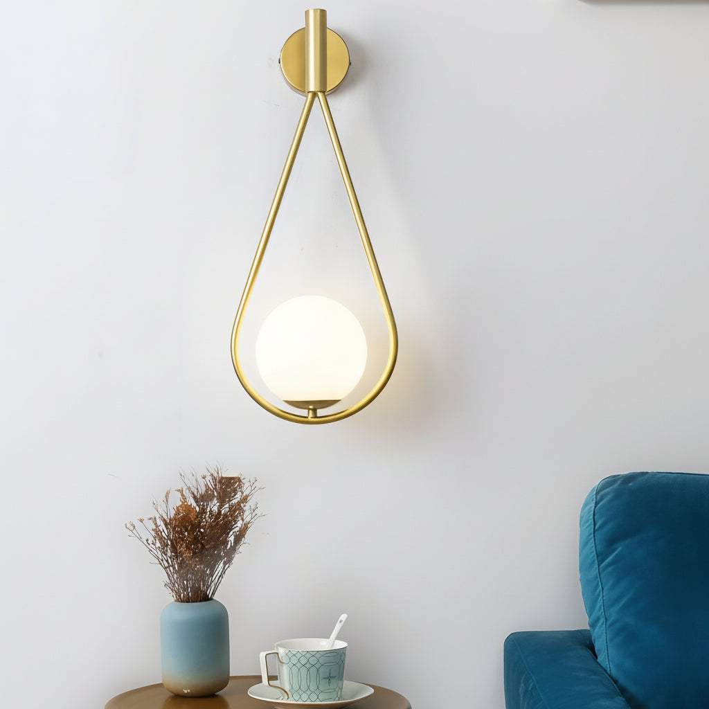 Freyza - LED Wall Sconce – Water Drop Nordic Glass & Iron Lamp (23cm / 9in)