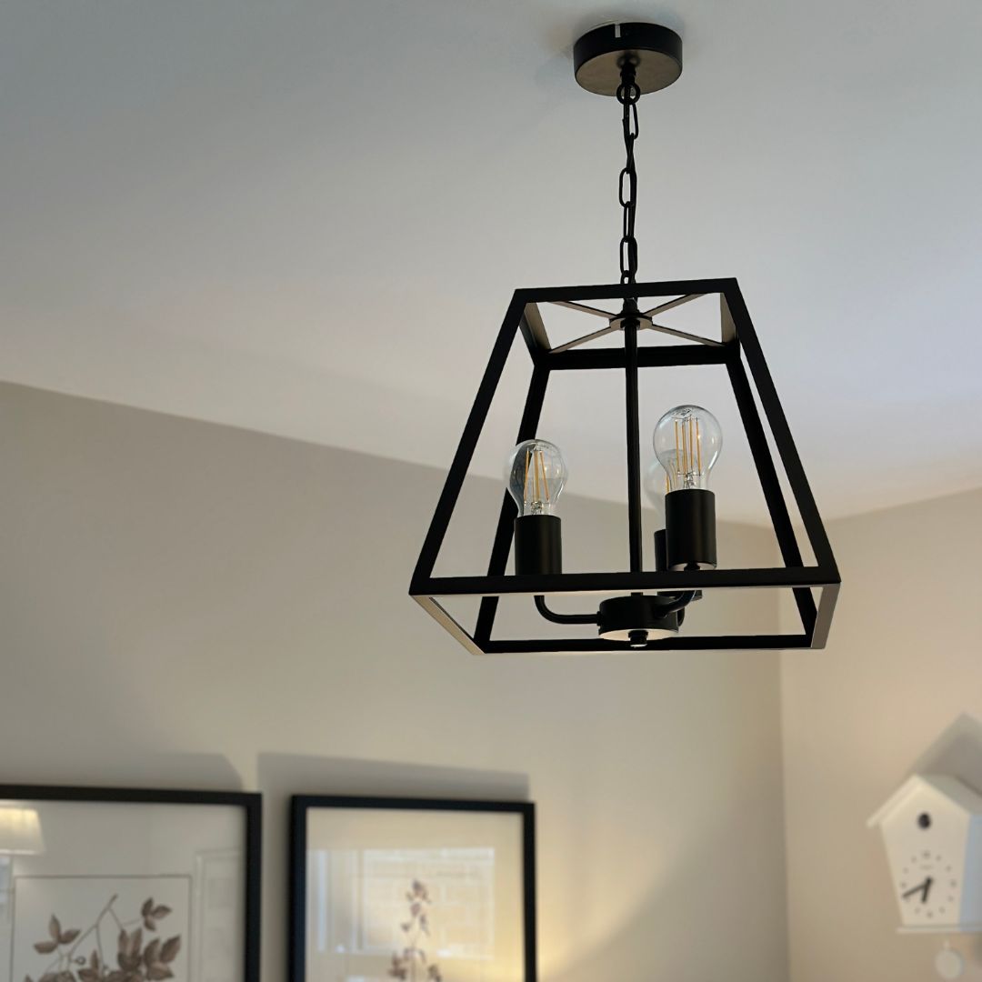 Freyza - Charley 3-Light Black Lantern Ceiling Pendant