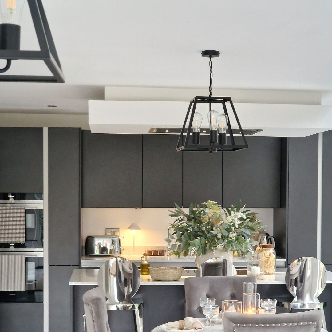Freyza - Charley 3-Light Black Lantern Ceiling Pendant