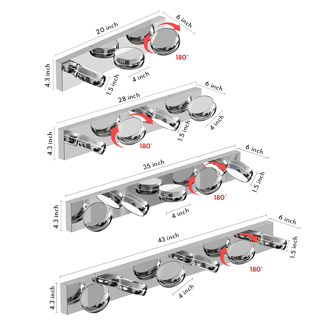 Freyza - Bathroom Vanity Light LED Minimalist Chrome Aluminum 3-6 Heads 6000K Cool White