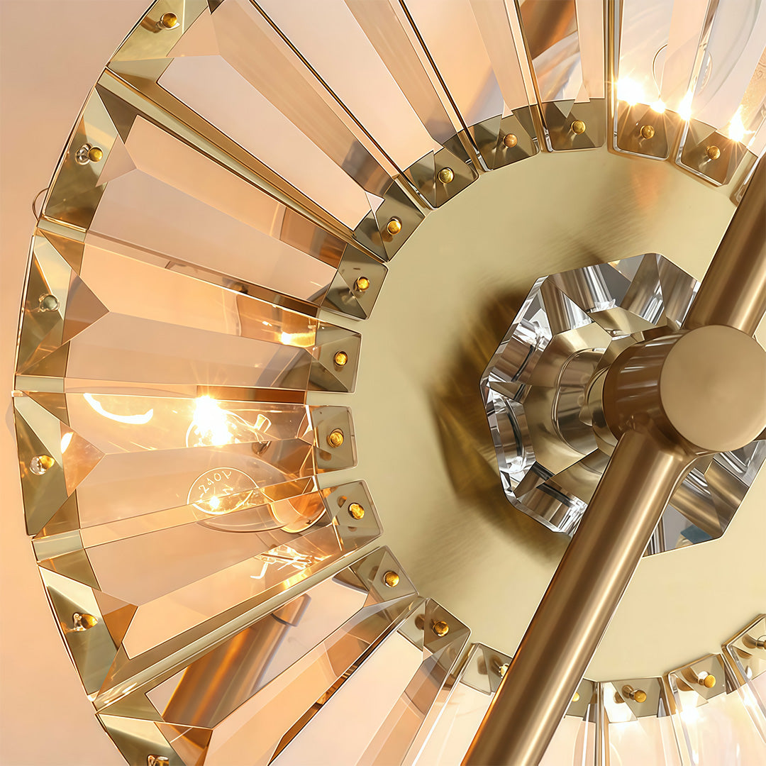 Freyza - LED Wall Sconce – Art Deco Crystal Gold Iron E14 (25x63cm)