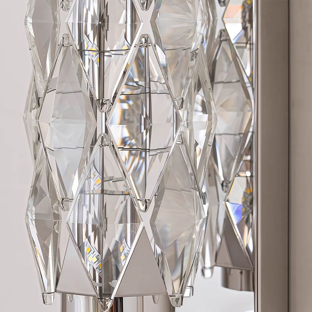 Freyza - LED Wall Sconce Light – Modern Geometric Crystal Stainless Steel (32-48cm / 12.6-18.9in)