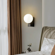 Freyza - LED Wall Sconce Light – Cream White Glass Ball Minimalist Globe (25x15cm / 9.8x5.9in)