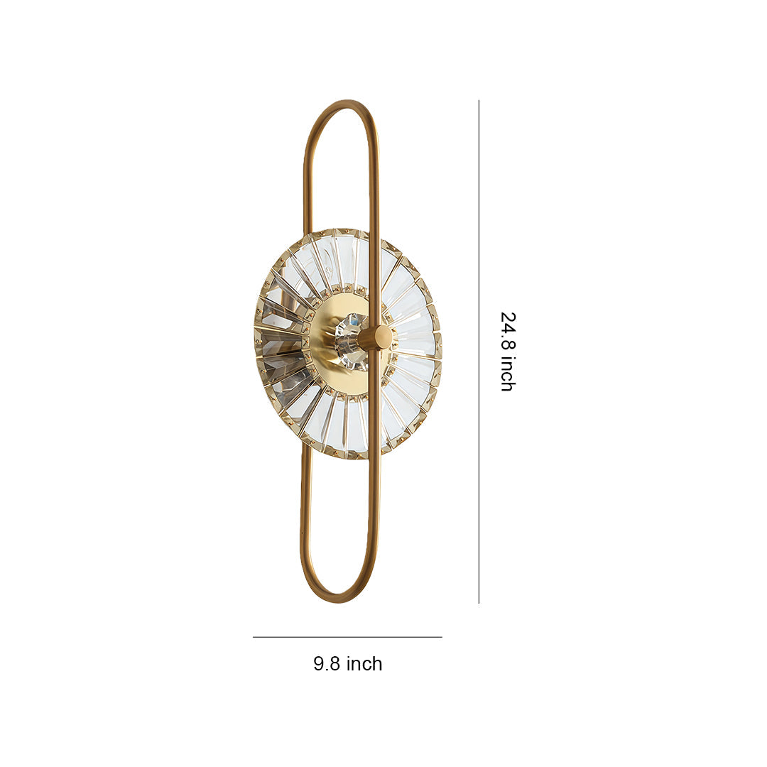 Freyza - LED Wall Sconce – Art Deco Crystal Gold Iron E14 (25x63cm)
